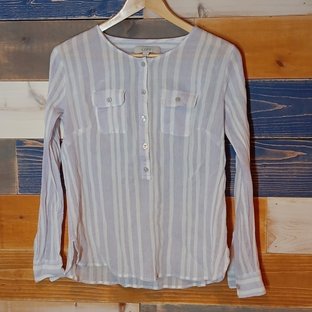 Loft Blouse XS beige lilac cotton